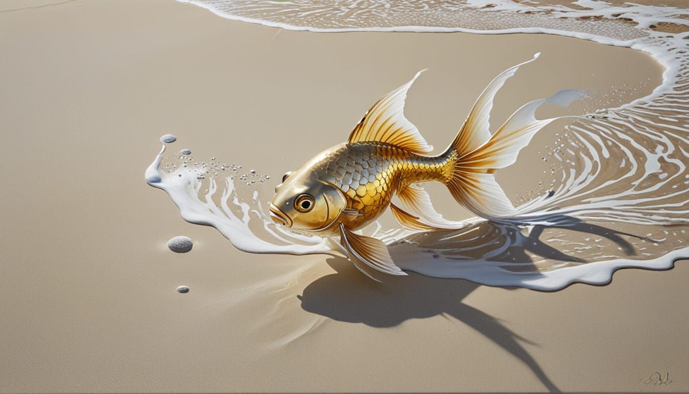 Surreal Goldfish Portrait with Child's Face in Oil
