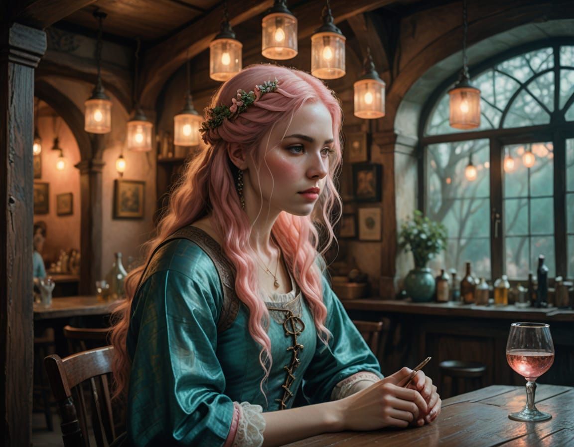 Medieval Tavern Portrait of Contemplative Woman