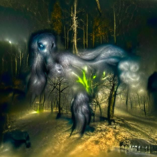 Eldritch Cryptid Materializing in Forest, Photorealistic Sty...