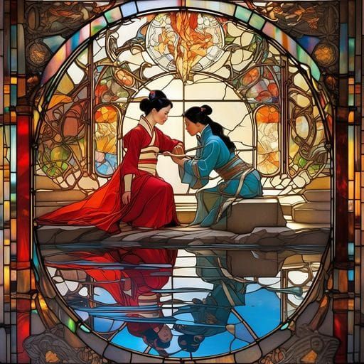 Vibrant Stained Glass Portrait