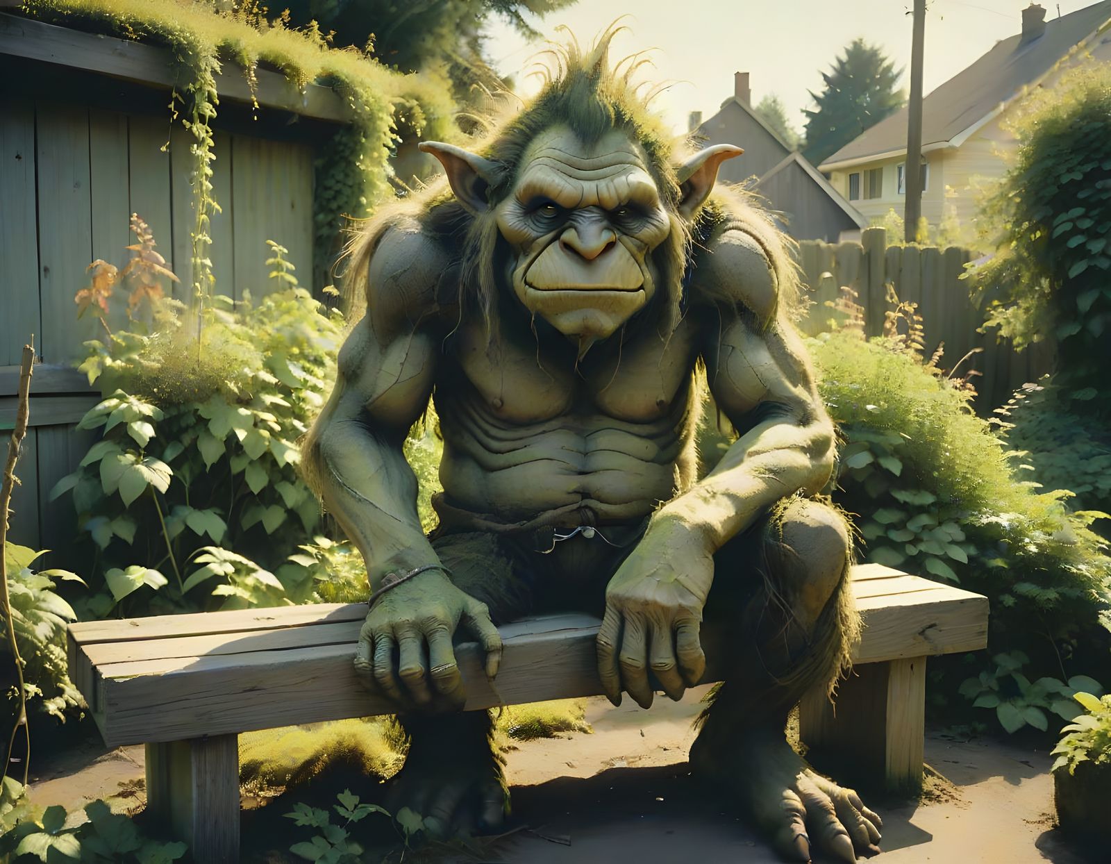 Giant Troll Surveys a Backyard Oasis