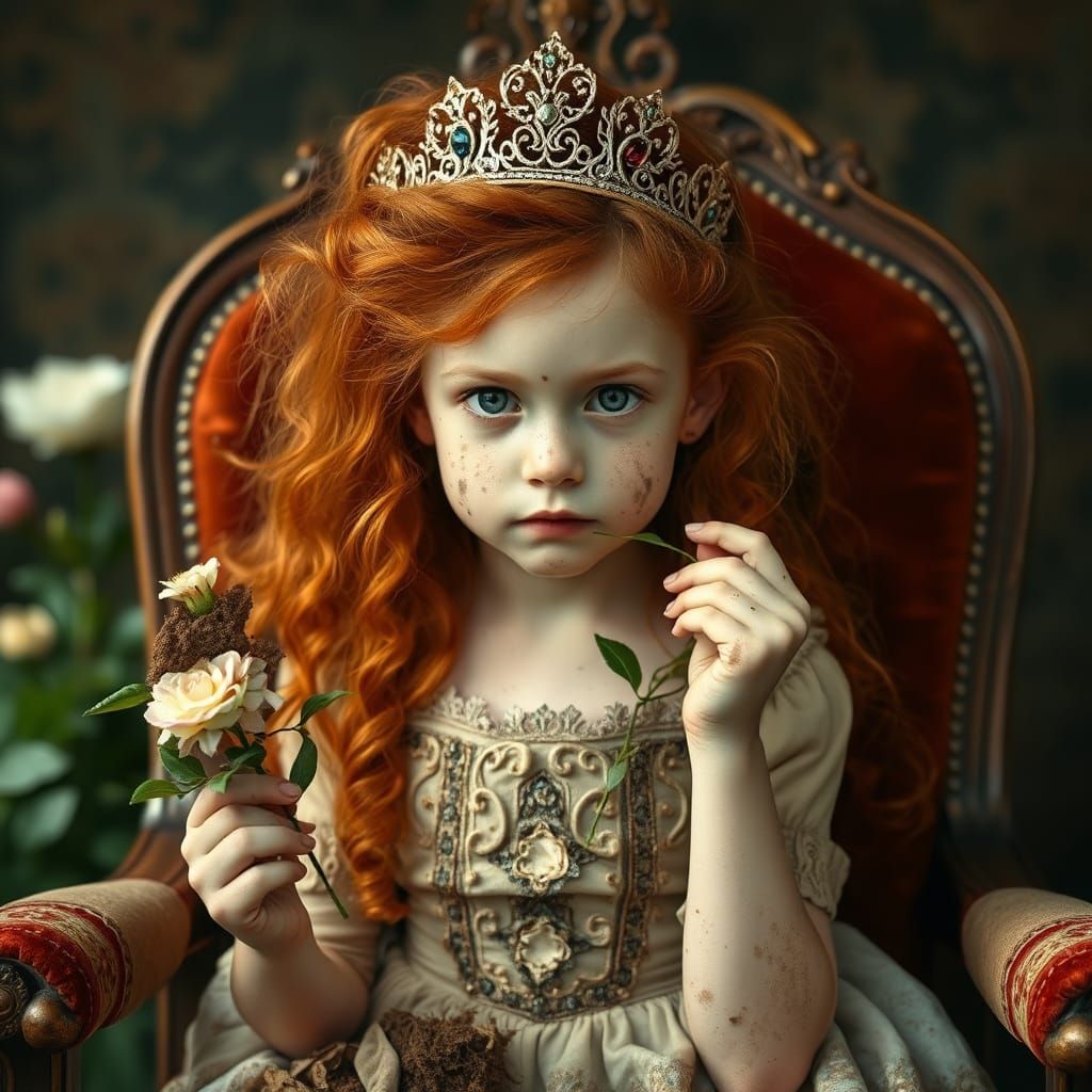 Mischievous Victorian Princess with Messy Red Hair