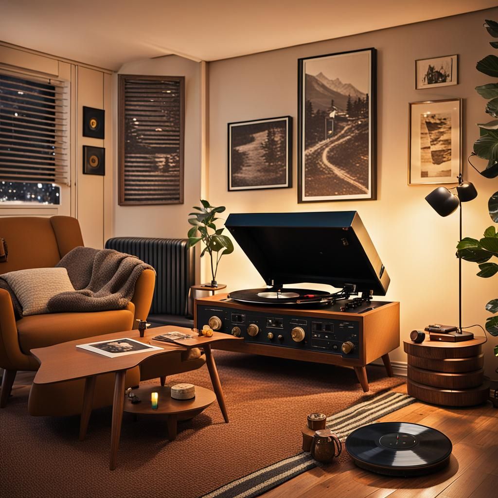 Cozy Vinyl Room with Vintage Turntable