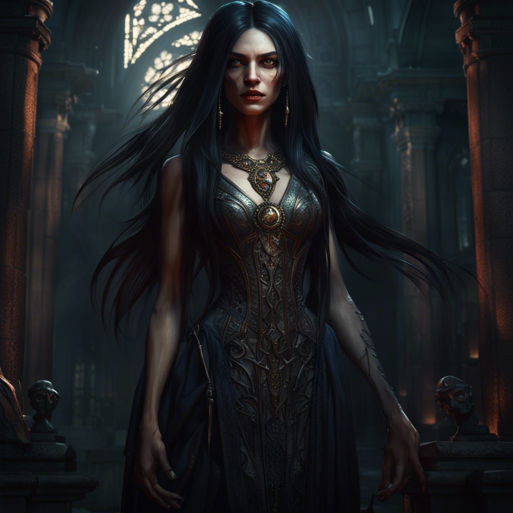 Lilith: Dark Fantasy Portrait in Hyperdetailed Style