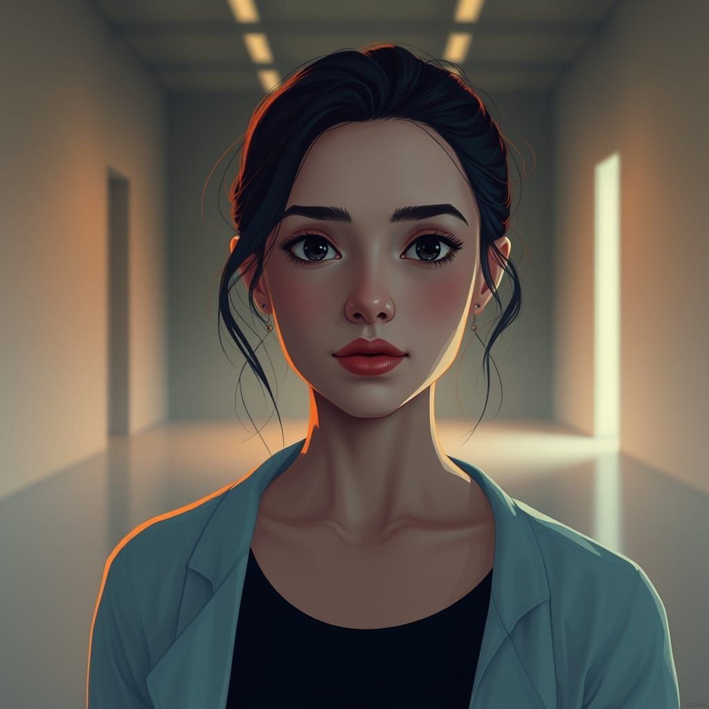 Empowered Woman in Minimalist Sanctuary