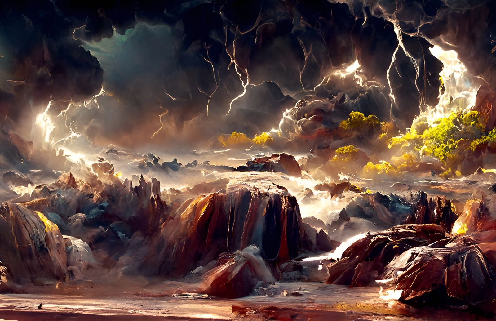 Epic Lightning Storm in Canyon Landscape