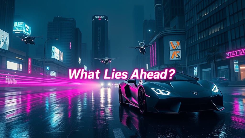 Cyberpunk Cityscape with Futuristic Motorcycle