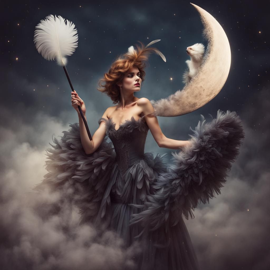 Fantasy Woman Dusting Crescent Moon
