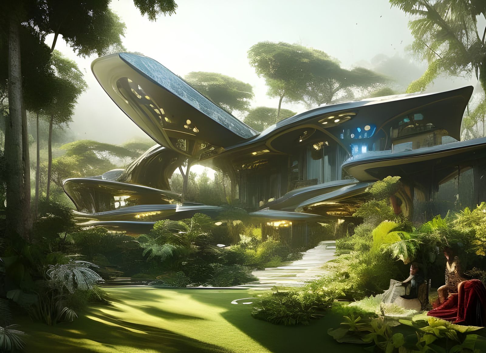 Futuristic House with Optical Illusions, Maximalist Interior