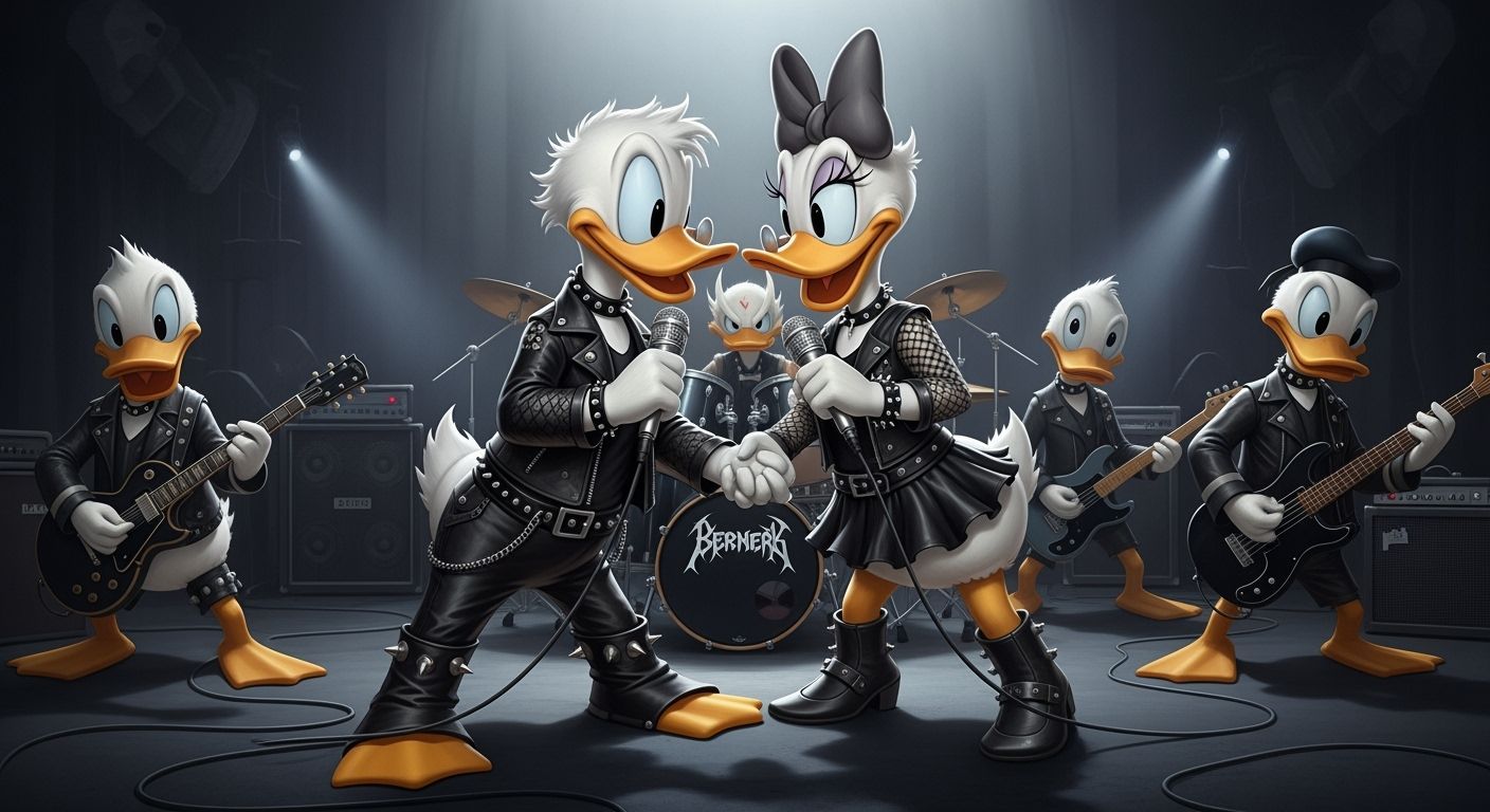 Donald & Daisy Duck Front Black Metal Duck Band