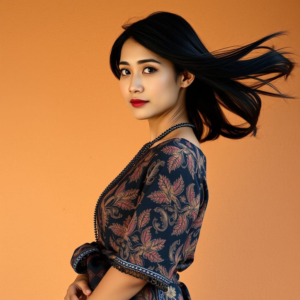 Serene Nyonya Woman in Traditional Kebaya