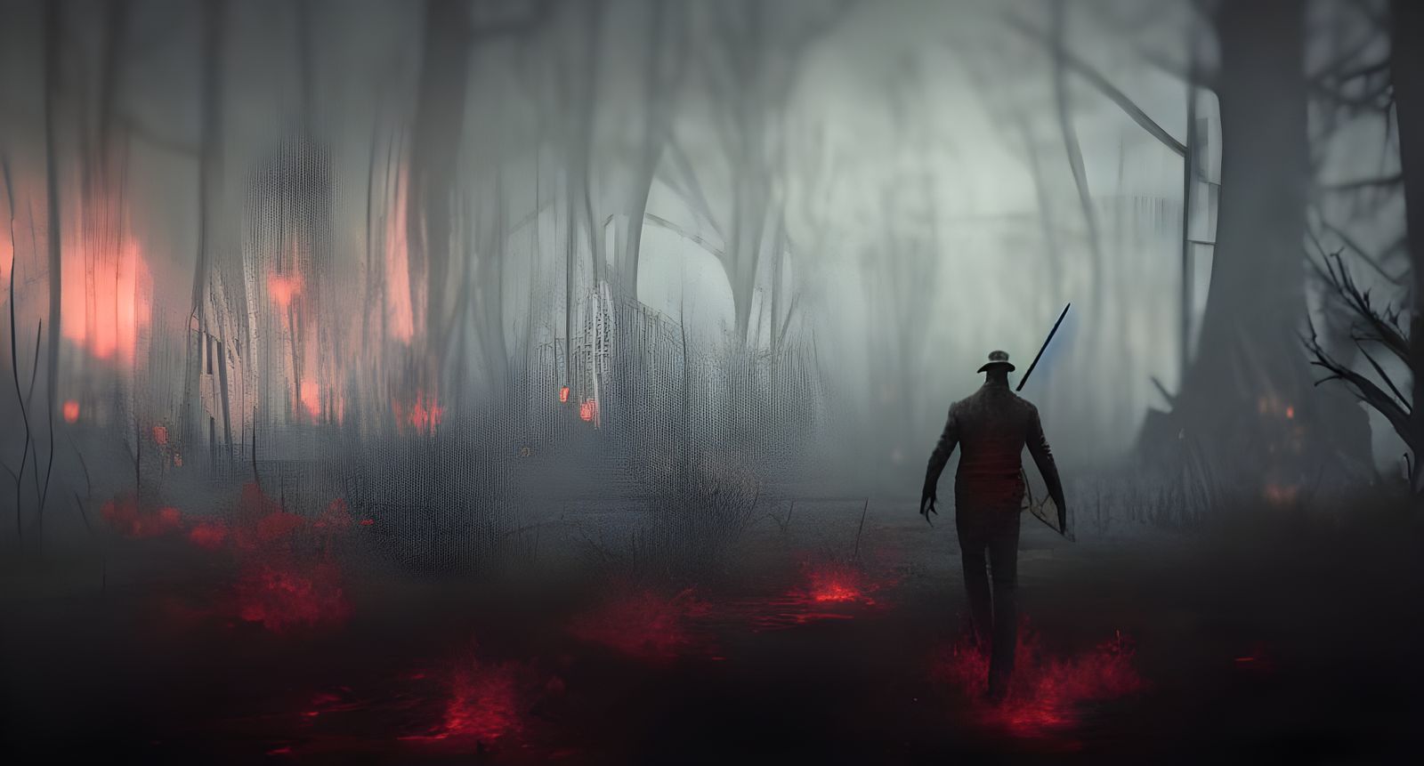 Post-Apocalyptic Gunslinger in Dark Fantasy Landscape