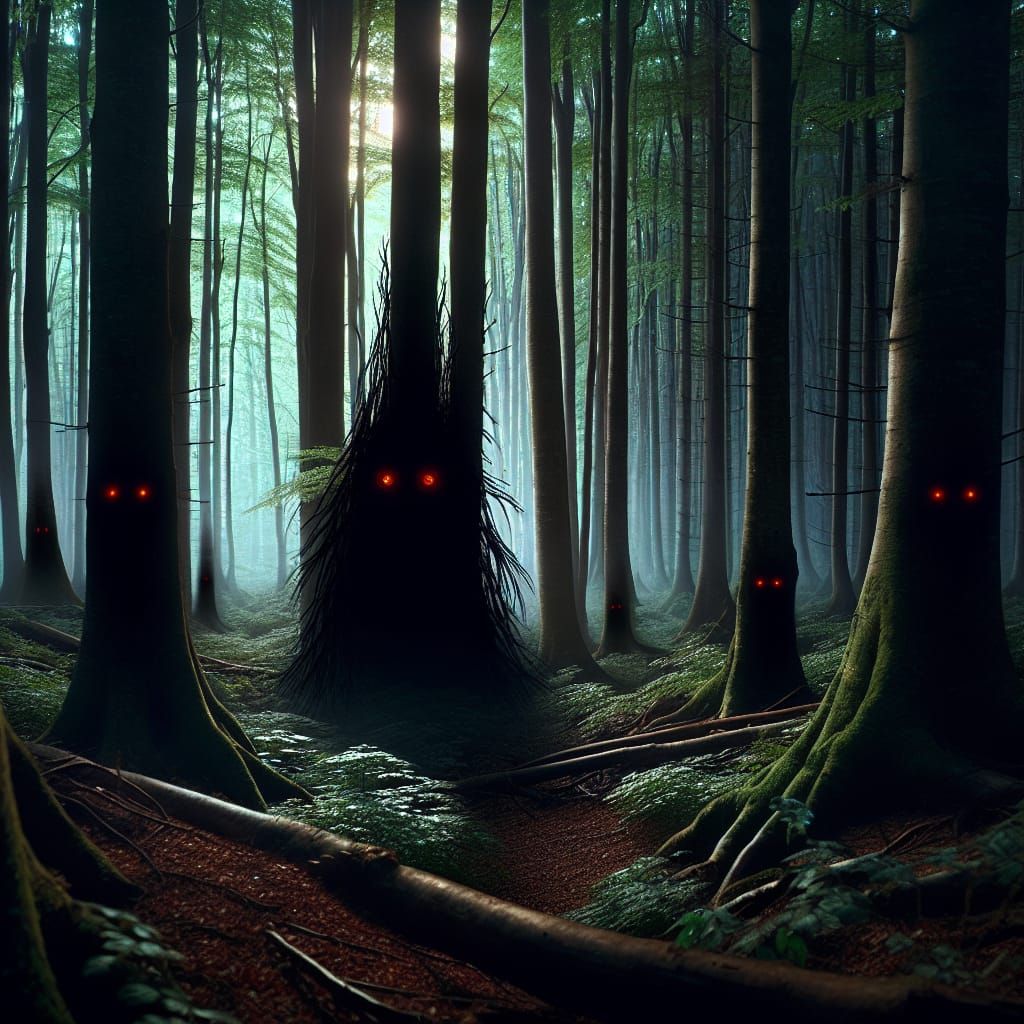 Animated Forest with Eerie Creature