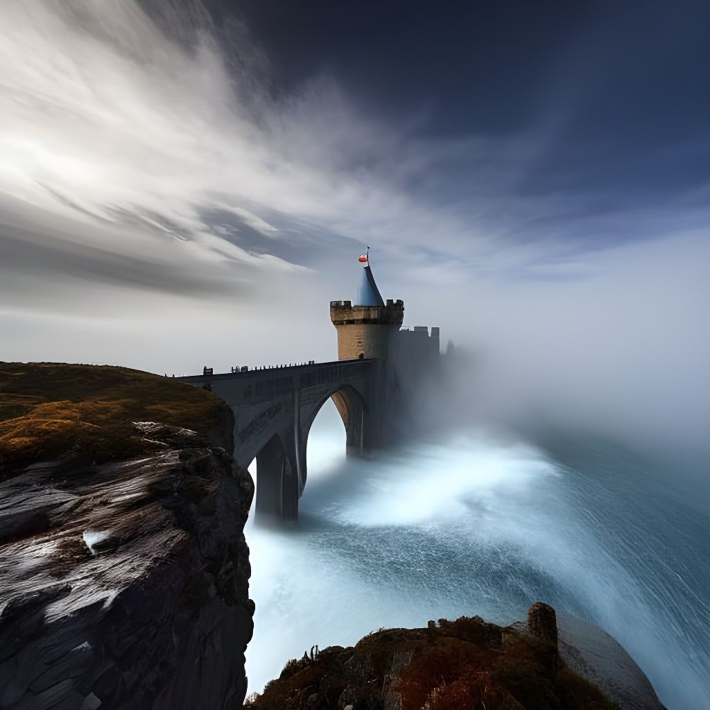 Terrifyingly High Bridge to Castle in Tasmania