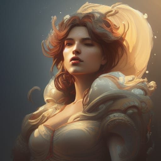 Lion Woman Portrait in Hyperdetailed Digital Art