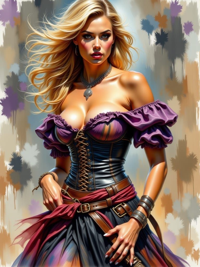 Voluptuous Smuggler in Textured Impasto Style