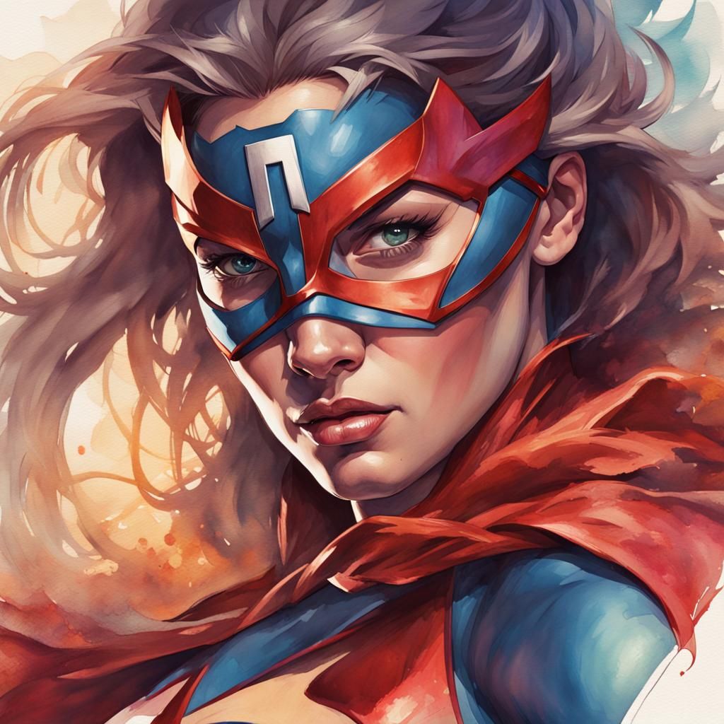 Watercolor Superheroes Save the World: 8K Portrait