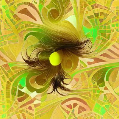 Maximalist Abstract Hair and Circles in Turquoise