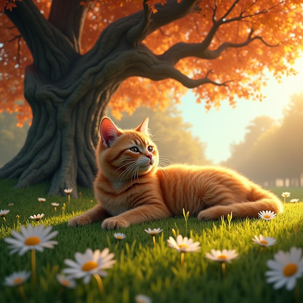 Ginger Cat Loafing Among Diamonds: Matte Painting