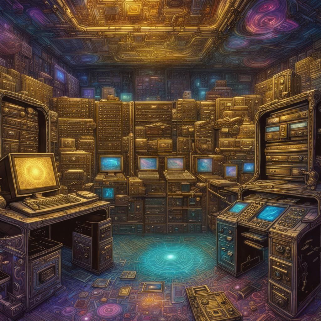 Colorful Hacker Bunker with Astral Treasures