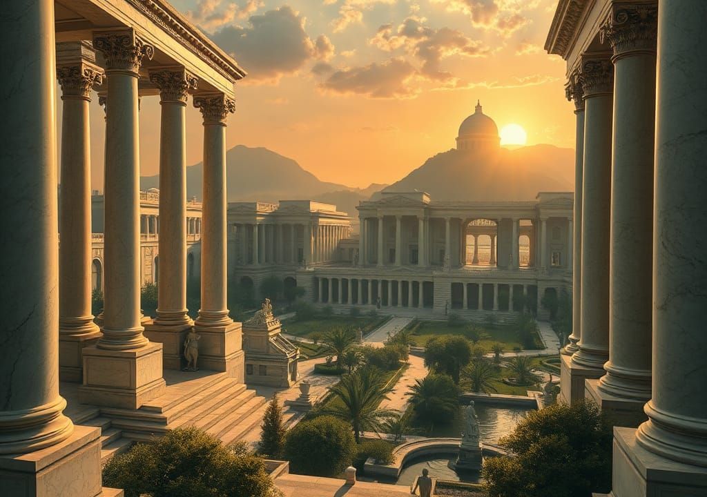 Atlantis: Grecian Metropolis in Golden Sunset Light