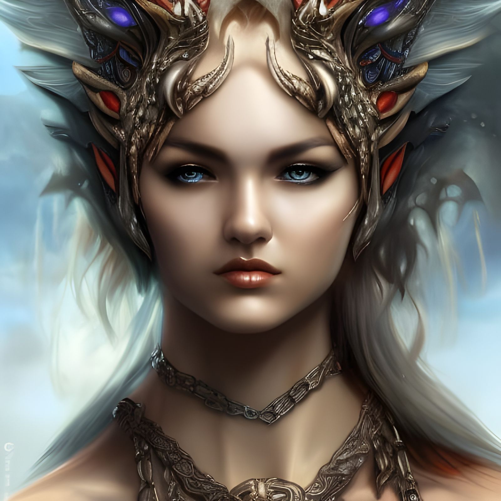 Dragon Warrior Goddess in Gothic Art Style