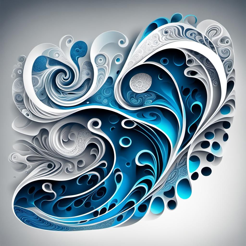 Abstract Vector Fractal with Zentangle Patterns