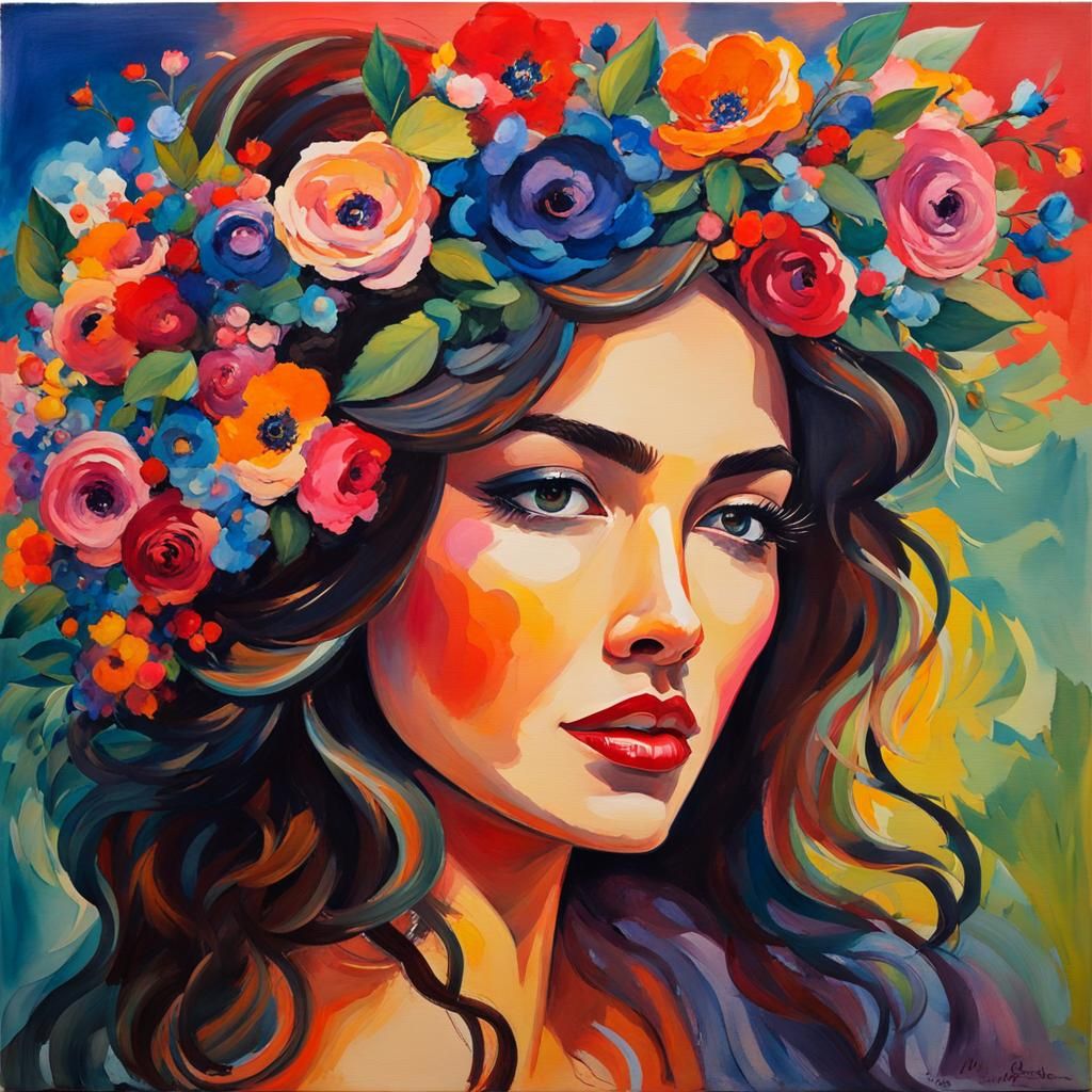 Argentinian Singer Portrait in Gouache Impressionist Style