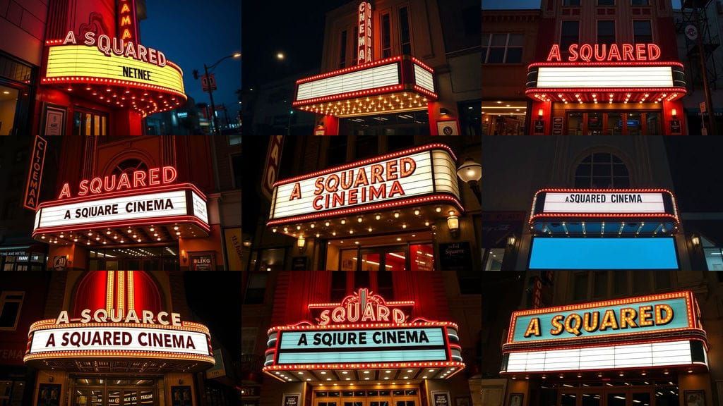 Retro Neon Cinema Marquee in Old Hollywood Style