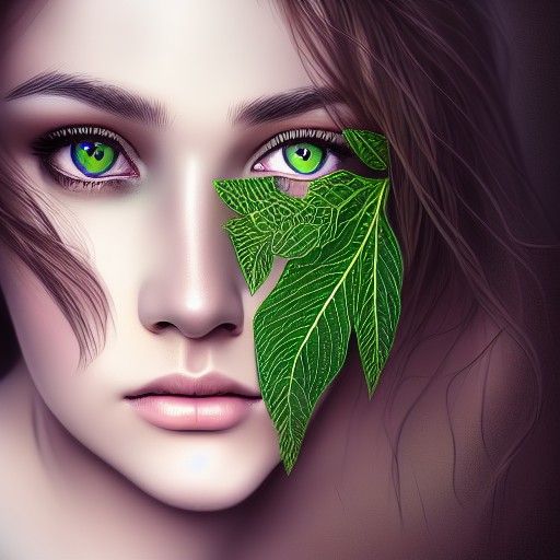 Beautiful Woman with Piercing Eyes, Digital Illustration