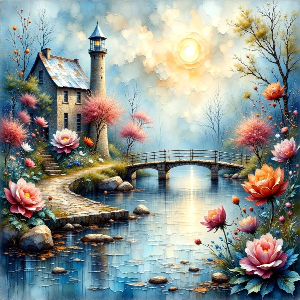 Dreamlike Fantasy Watercolors in Impressionistic Style