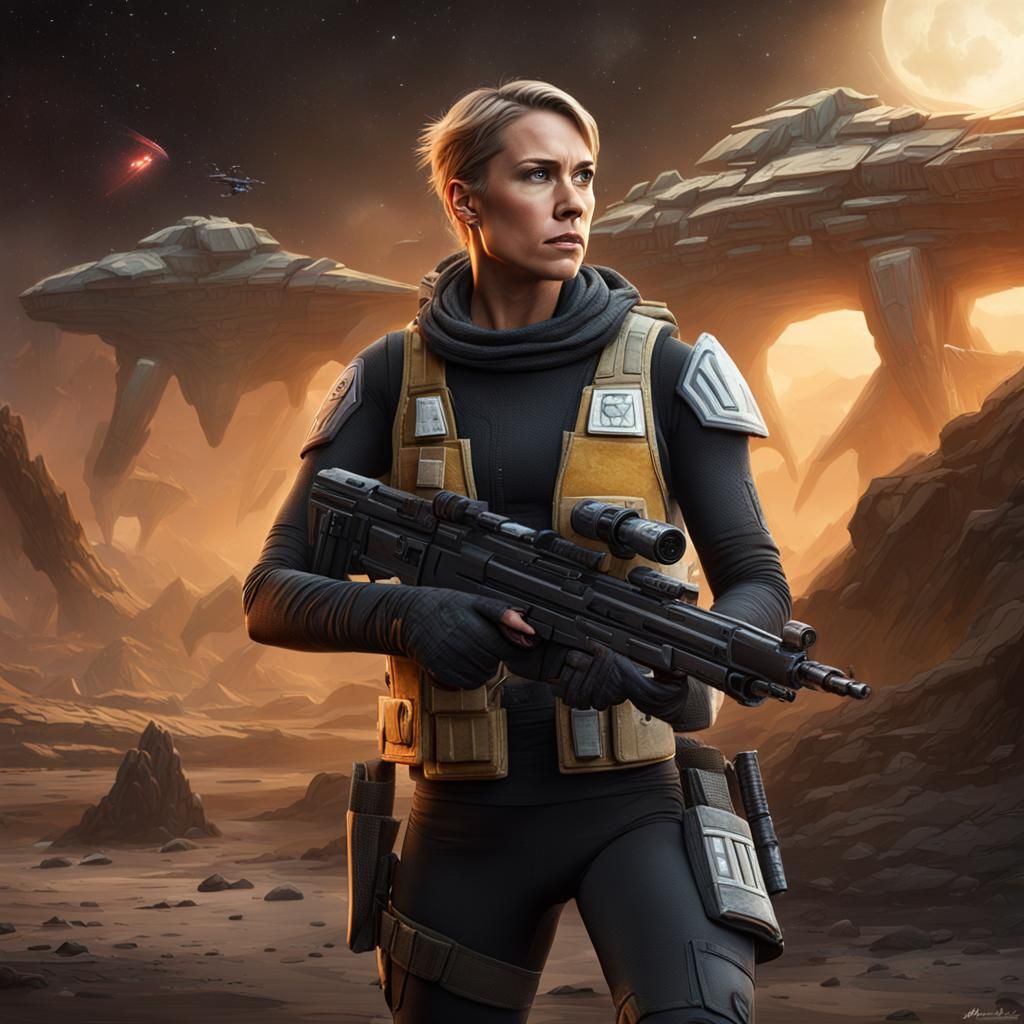 Rhea Ripley as Star Wars Hunter