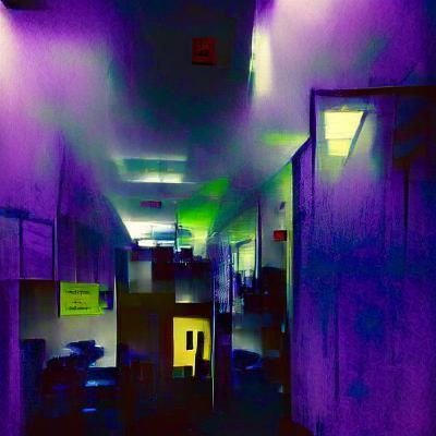 Backrooms at Night in Horror Lighting Style