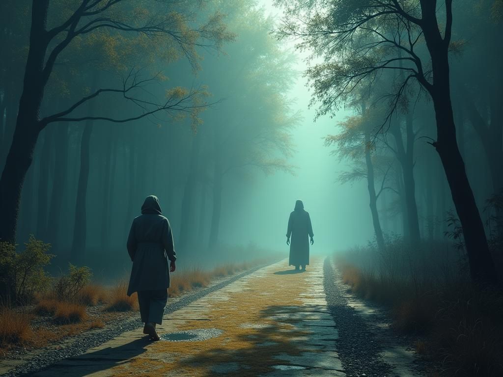Mystical Road to Ghostly Figure in Fantasy Concept Art