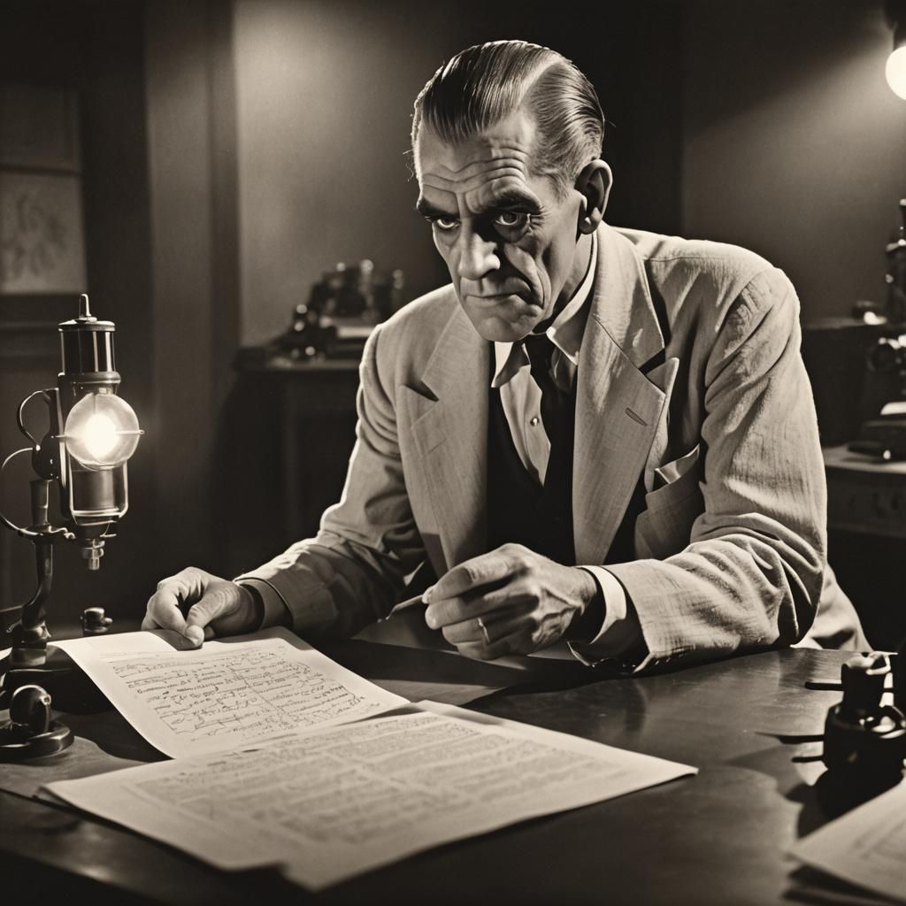 Boris Karloff in Classic Hollywood Film Noir Style