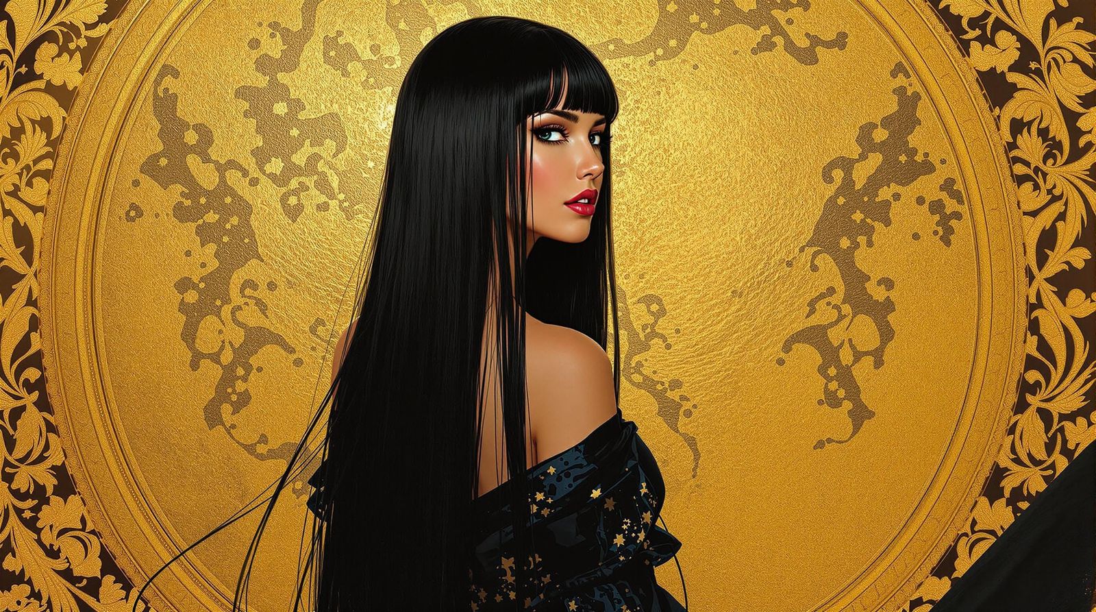 Mysterious Woman in Golden Impressionism