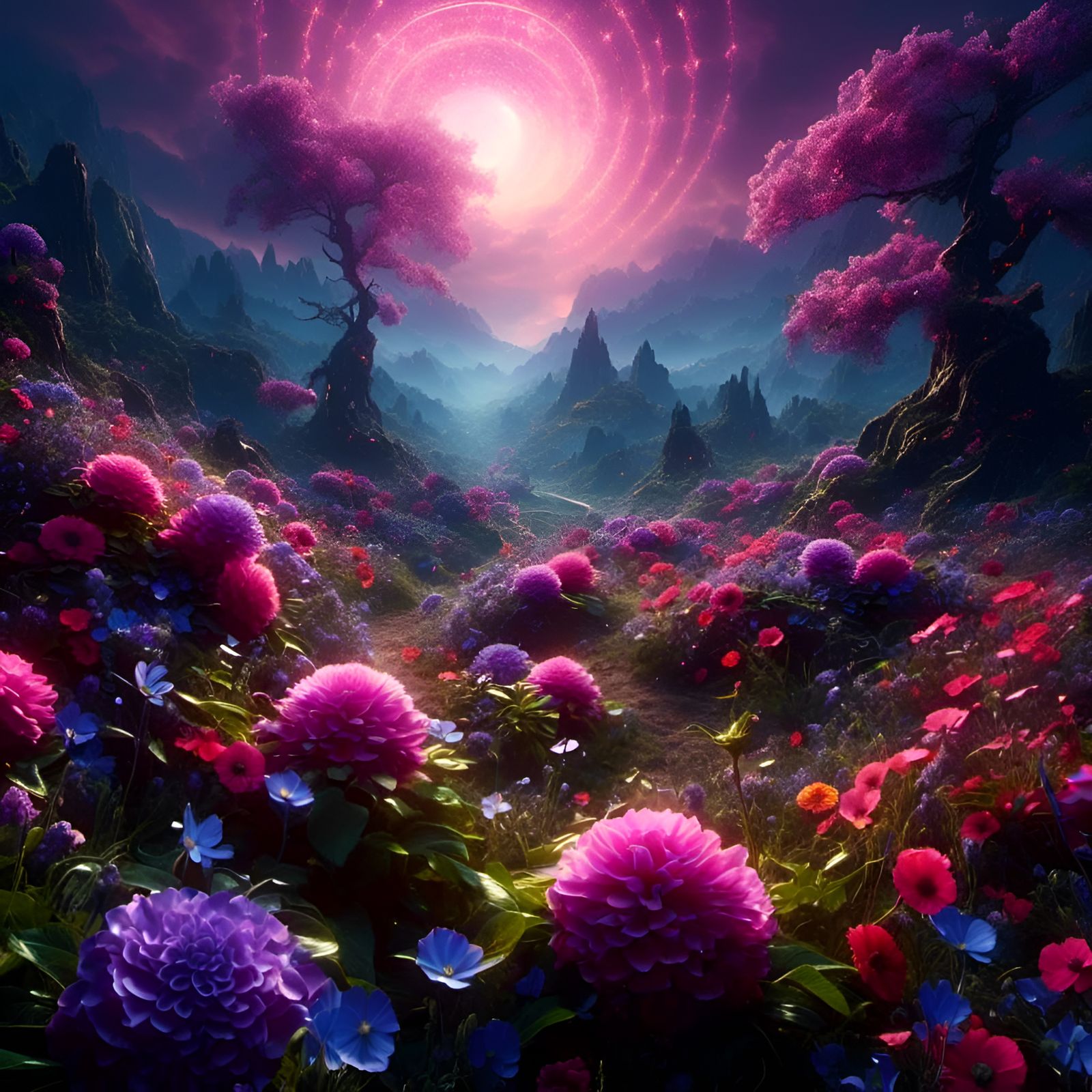 Illuminated Flower Valley Radiating Hope