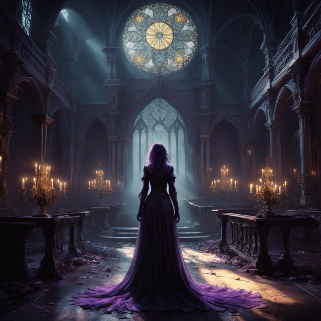 Ethereal Spectral Singer in Decaying Ballroom