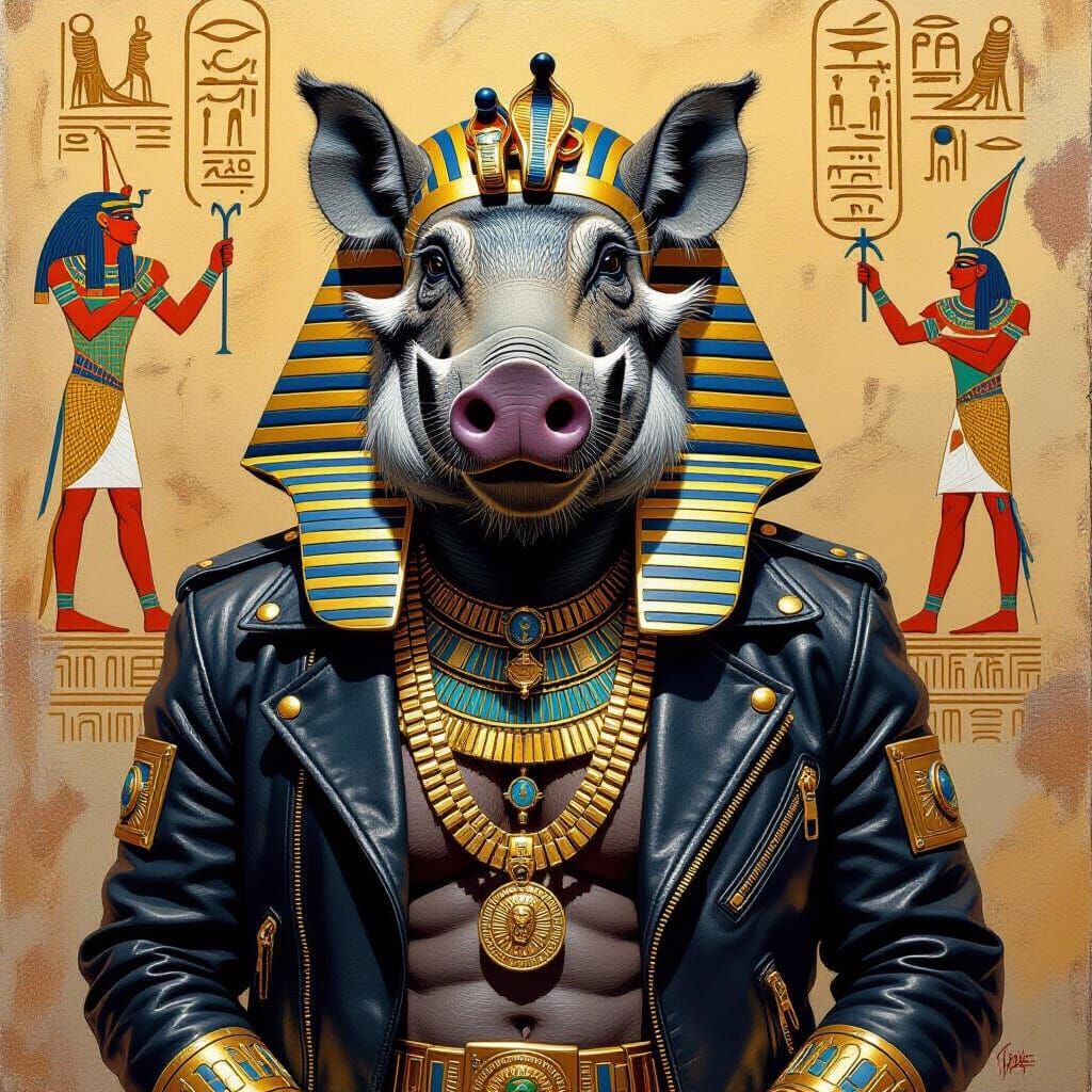 Warthog King Tut: Pharaoh in Biker Style
