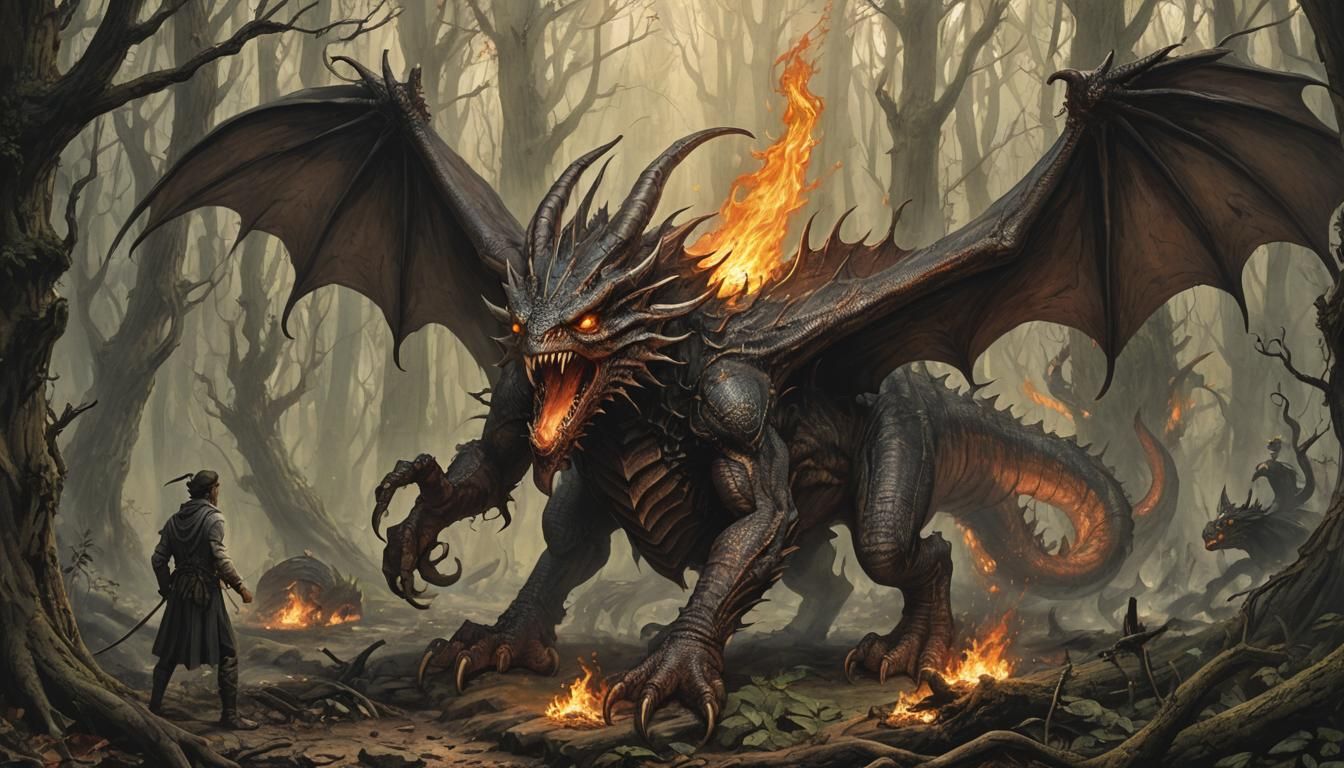 And, as in uffish thought he stood,
      The Jabberwock, with eyes of flame,
Came whiffling through the tulgey wood,
  ...