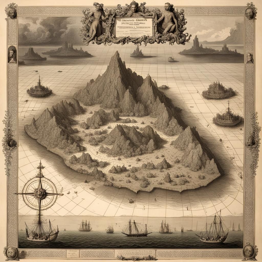 Antique Map of a Savage Island