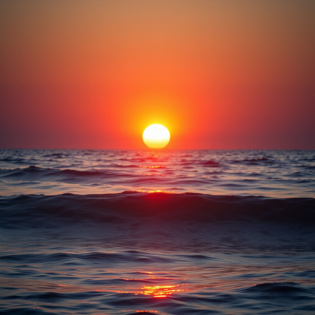 Golden Sunrise Over the Ocean: Hyperrealistic Seascape