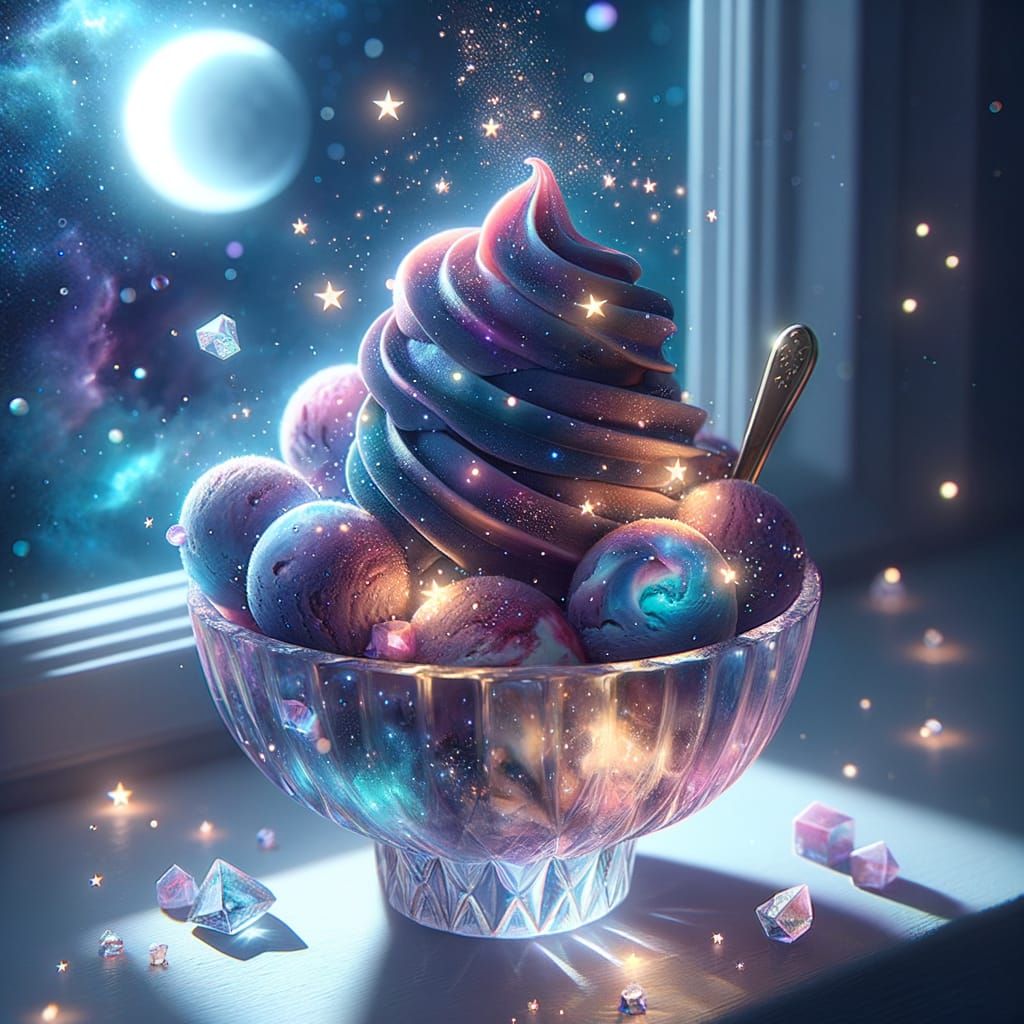 Dreamy Starlight Ice Cream in Cosmic Dessert