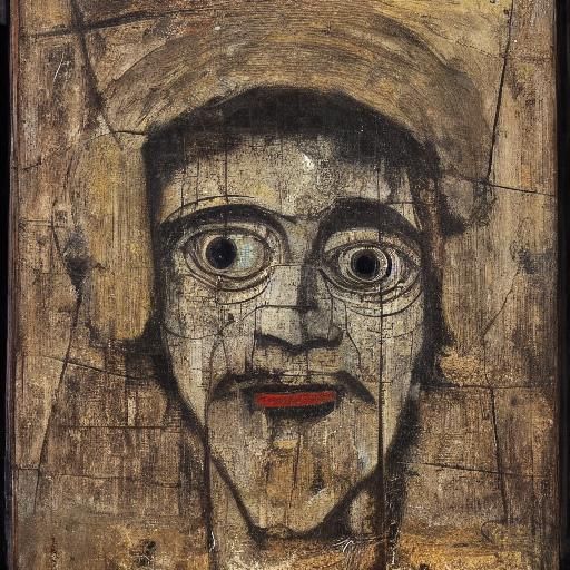 Weathered Face Witnesses Humanity's Chaos: Classical Art