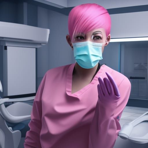 Pink-Haired Dentist in Office: 3D Game Cinematic