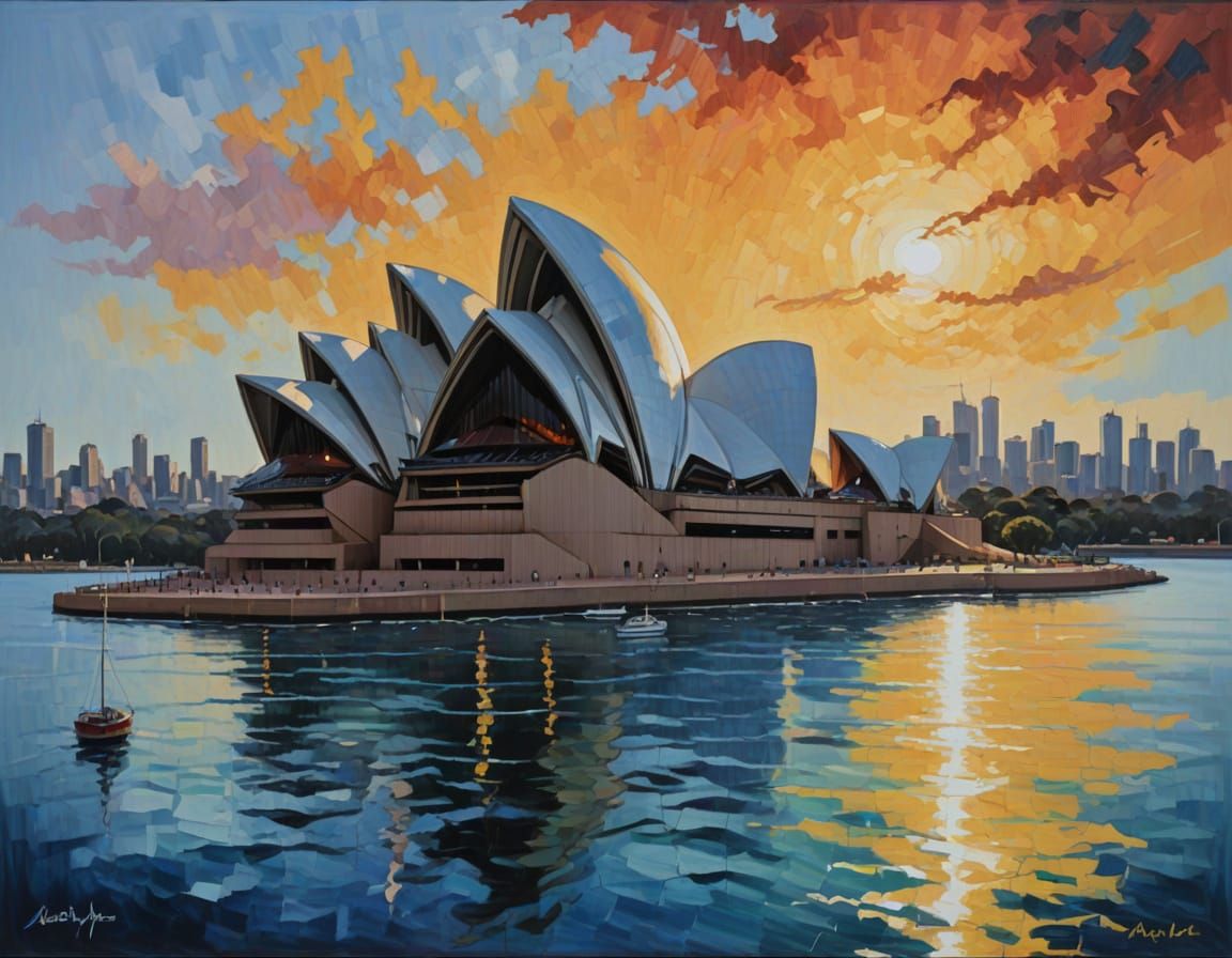 Sydney Opera House Painted in Oil on Canvas