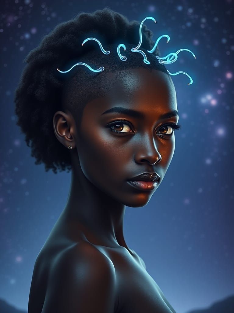 Woman in Cosmic Dreamtime, a Sci-Fi Portrait