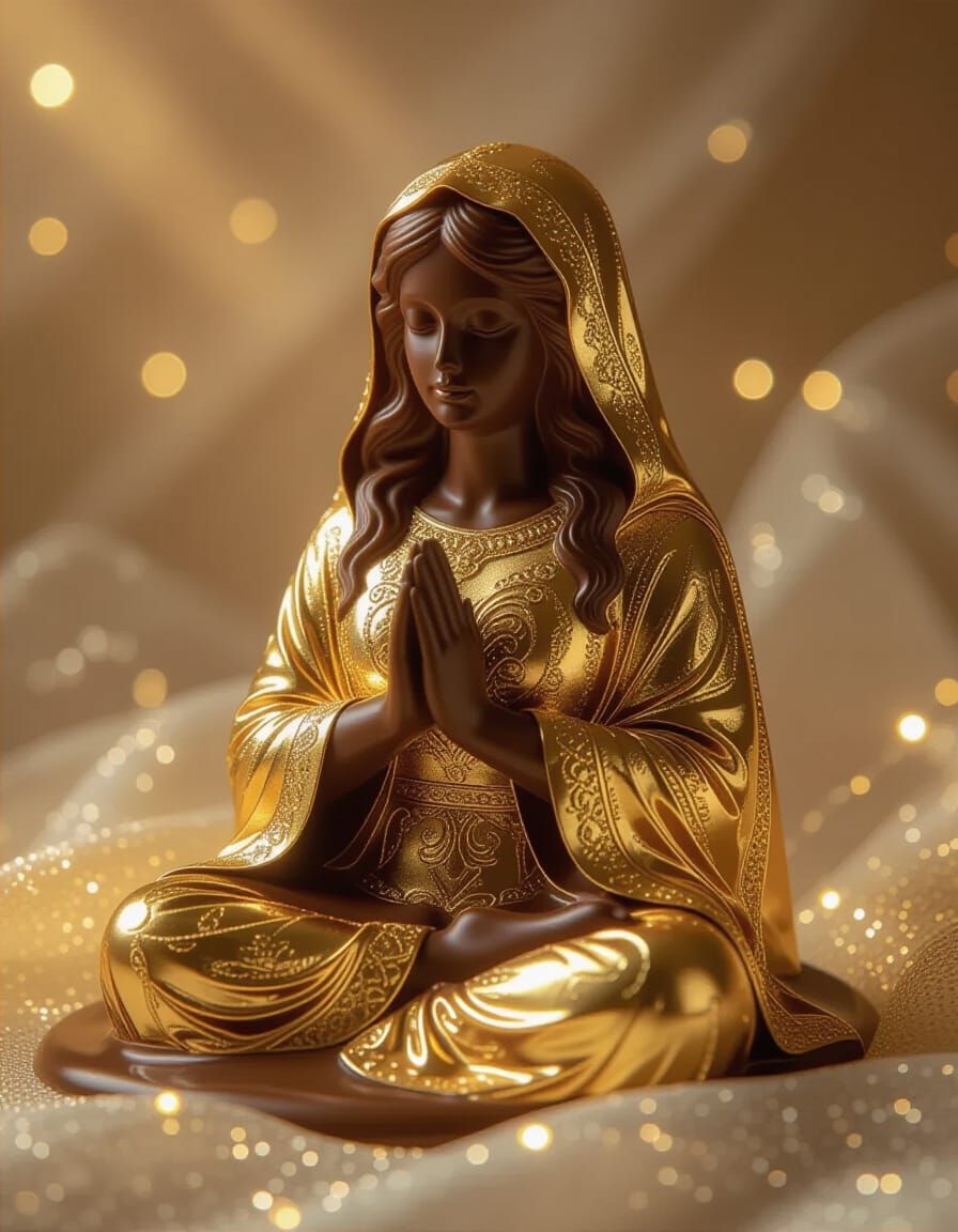 Melting Chocolate Statue in Dreamy Fantasy Style