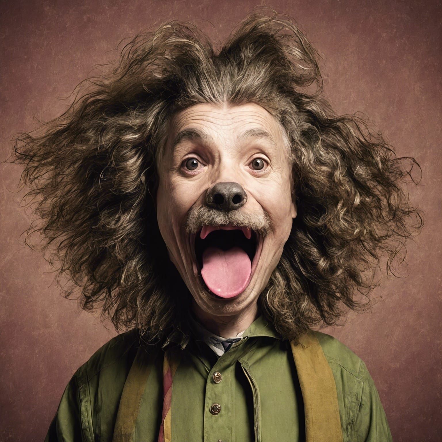 Einstein Holding a Havanese Dog