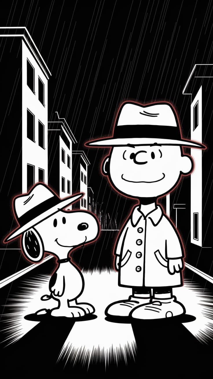 Gritty Noir-Style Detectives in Rain-Soaked City